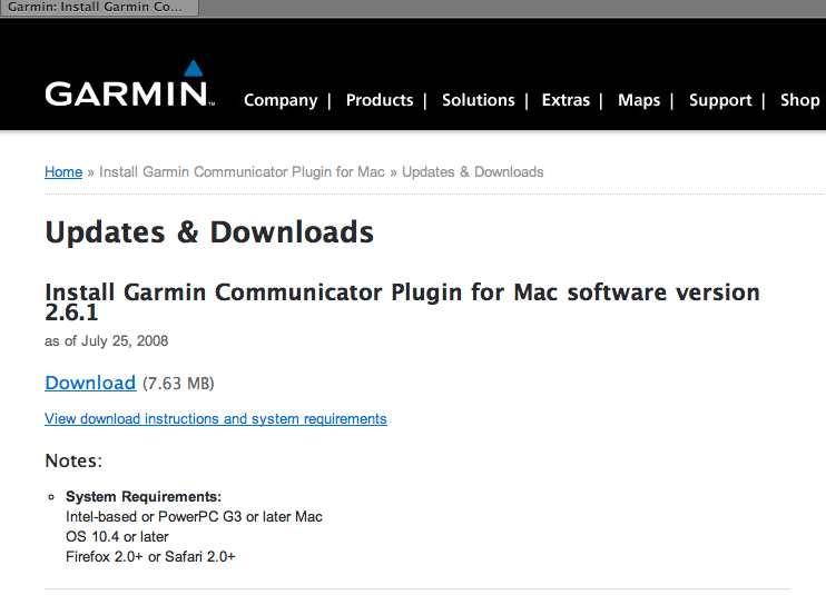 garmin communicator plugin not detected chrome